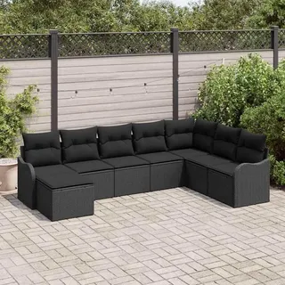 vidaXL Gartenlounge-Set 8-tlg. schwarz