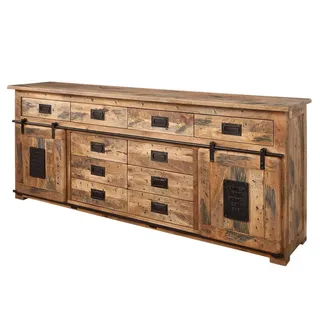 Massivmoebel24 Sideboard 200 x 90 x 45 cm Natur lackiert / Beige