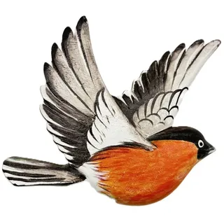 abc HOME Wanddeko Vogel „Gimpel“ – 18 x 14 cm – Dekoratives Wandobjekt aus stabilem MDF – Farbige Holz-Optik 3D-Dekofigur für Wohnzimmer...