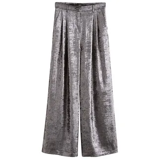 Next Palazzohose Superweite Metallic-Hose, Kurzgröße (1-tlg) silberfarben 23 (GB: 18 Petite)