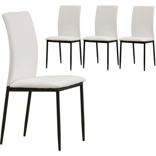 Albatros Esszimmerstühle CAPRI 4er Set, Weiss - Edles Italienisches Design, Polsterstuhl, Kunstleder-Bezug, Modern und Stilvoll am Esstisch