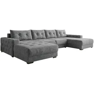 A&J MöbelLand Ecksofa Modena Polyester mit Schlaffunktion 3-Sitzer Grau