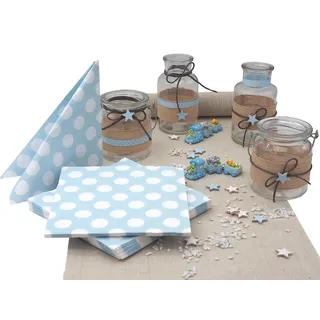 Tischdeko Taufe Baby Hellblau Blau Junge Party Deko SET Babyparty 20 Personen
