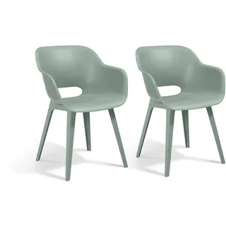 Allibert by Keter Gartensessel Akola, vintage grün, 2er Set, Kunststoff, 56.7 x 55.8 x 80.1 cm, Schalenstuhl in Cupform, perfekt für Garten, Terrasse oder Esszimmer