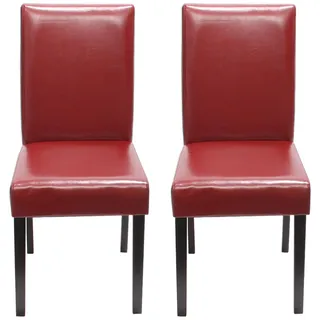 Mendler Esszimmerstuhl Littau Leder rot 2er Set