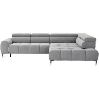 Welnova Wohnlandschaft, Grau, Metall, 4-Sitzer, Ottomane rechts, L-Form, 300x216 cm, Fsc, Reach, Made in EU, Typenauswahl, Stoffauswahl, Hocker erhältlich, Armteil rechts, Wohnzimmer, Sofas & Couches, Wohnlandschaften, Ecksofas
