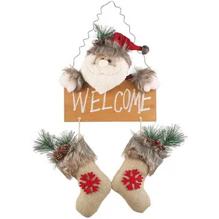 Infactory Weihnachtsmann Tür-Dekoration rot