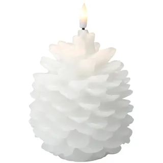 Spetebo LED Motiv Wachskerze weiß 16 cm - Tannenzapfen - Weihnachtskerze Batterie betrieben mit Timer - Weihnachtsdeko Motivkerze Kieferzapfen Dekokerze feuerlos mit Flackereffekt