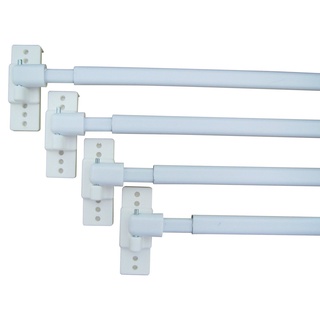 Vitragenstange 4 Hochwertige Vitragenstangen, Scheibenstangen, Gardinenstangen, Caféhausstangen - Metall mit Kunststoff umwickelt – mit 8 Klebehaken - verstellbar - Farbe weiß - Länge 30 - 50 cm, 40 – 65 cm, 50 - 80 cm, 60 - 100 cm, 80 - 140 cm, 100 - 160 cm, rewagi, Verkaufseinheit: 1 Set 60 cm - 100 cm
