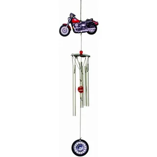 Spoontiques Metall-Motorrad-Windspiel, blau, Outdoor-Gartendekoration, dekoratives Glockenspiel für Hof, Garten, Hinterhof und Terrasse Dekoration