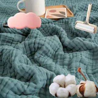 HOPASRISEE Musselin Decke, Sommer Musselin Decke Erwachsene, Natürliche Musselin-Baumwolle, Kühle, Weich Und Atmungsaktiv as Cuddly Blanket, Bed, Couch Throw, All Seasons (Dunkelgrün,150 * 200cm)