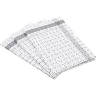 Ross 3er Pack Halbleinen Geschirrtücher Exclusiv Karo Weißfond 50x70 cm