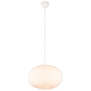 Reality Leuchten LED Pendelleuchte, Dimmfunktion, LED wechselbar, Warmweiß, Kugel-lampe Plüsch Lampenschirm über Esstisch Couchtisch hängend Ø50cm beige