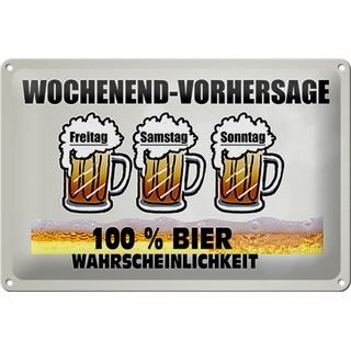 Hebold Flachmann Schild Blech 30x20 cm - Made in Germany - Vorhersage 100% Bier Metall