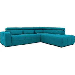DOMO. collection Ecksofa Brandon, Sofa mit Rückenfunktion in L-Form, Polsterecke, Eckgarnitur Ottomane rechts 275 x 228 x 98 cm (BxTxH), türkis