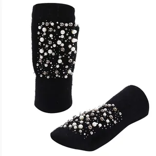 Amorar Frauen Winterhandschuhe Armstulpen Handstulpen Pulswärmer Strickhandschuhe Fingerlose Handschuhe halbe Fingerhandschuhe Fausthandschuhe mit Bohrer und Perle
