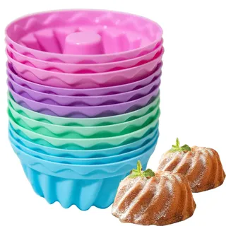 PINNKL 12 Stück Gugelhupfform Silikon Mini Gugelhupf Backform Kuchenform Wiederverwendbare Muffinförmchen Cupcake - Hochwertige Muffinbackformen für vielfältigen Backgenuss