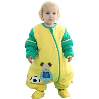 Chilsuessy Babyschlafsack für Neugeborene Winter Kinder Schlafsack mit Füßen Baby Schlafstrampler Abnehmbare Ärmel Ganzjahresschlafsack, Gelb/2.5 Tog, 90cm/Baby Höhe 100-110cm