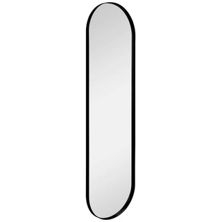 Wandspiegel, Schwarz, Glas, oval, 40x150x3 cm, senkrecht und waagrecht montierbar, Ganzkörperspiegel, Spiegel, Wandspiegel