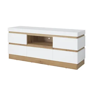 Möbel Kraft Calabria TV-Lowboard 161 cm Weiß Holzwerkstoff