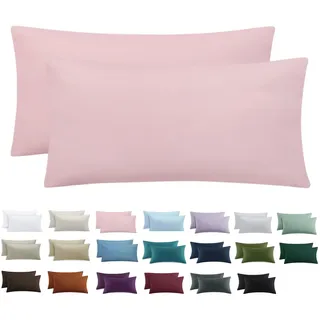 Tifschlaf Kissenbezug 40 x 80 2er Set - Kopfkissenbezug 40x80 Rosa mit Reißverschluss aus Mikrofaser Weich, 40x80cm Pillow Case