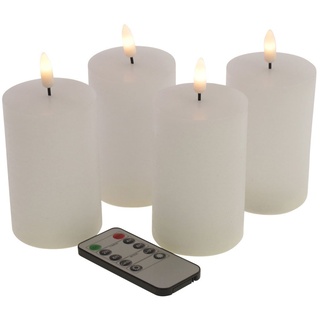 Fachhandel Plus LED-Kerze LED Echtwachskerzen 4er Set flackernde 3D Flamme (Set, 4-tlg) weiß