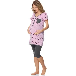Bellivalini Umstandspyjama Damen Umstands Pyjama mit Stillfunktion BLV50-126 mit Brusttasche rosa S