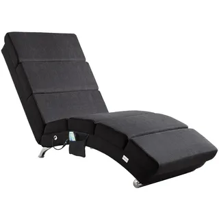 CASARIA Relaxliege London Massage & Heizfunktion Ergonomisch Gepolstert Wohnzimmer Liegestuhl Polsterliege Stoff Anthrazit