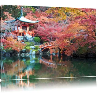 Pixxprint Wunderschönes Kloster in Japan, Größe: 100x70cm, Leinwandbild, fertig gespannt, Wandbild, Dekoration, Kunstdruck, kein Poster