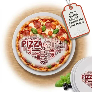 CRISTALICA Pizzateller flach I love Pizza Platzteller 33 cm Opalglas