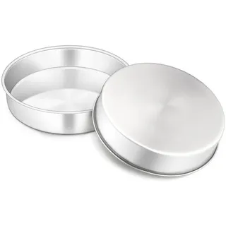 LuxusKollektion Backform Backform 2er Set Edelstahl Rund 20cm Kuchenform Kuchenbackform silberfarben