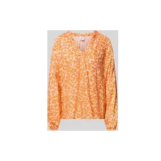 Damenbluse im Allover-Look mit V-Ausschnitt, Orange, 42