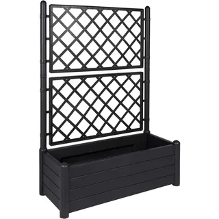 XL Rankgitter, Spalier mit Pflanzkasten aus robustem Kunststoff in Anthrazit/Grau. Topp für Garten, Terrasse und Balkon! (breite)