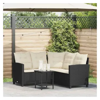 vidaXL Gartensofa in L-Form Loungesofa schwarz
