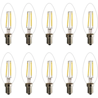 Mengjay Retro E14 LED Lampe Kerzenform Filament E14 Classic Glühfaden 2W 15 Watt-Ersatz, LED Kerzen Lampe Warmweiß 2700K-3000K,180LM (10X E14 Filament LED Warmweiß)