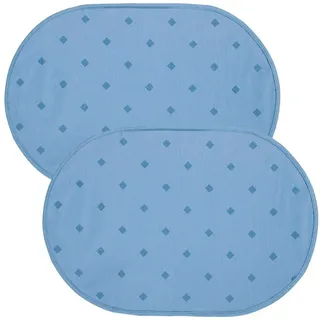 Erwin Müller Platzset Tischset "Neuss" 2er-Pack, abwaschbar Uni blau oval | 35 cm x 50 cm