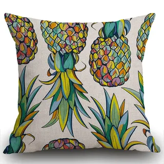 Smooffly Kissenbezug mit buntem Ananas, nahtloses Muster, Kunst, weiches Leinen, für dekoratives Schlafzimmer, Wohnzimmer, Sofa, Bauernhaus, Couch-Kissenbezug, 45 x 45 cm
