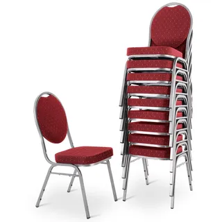 Raburg Stapelstuhl Bankettstuhl, stapelbar, für Konferenz, Seminar & Wartezimmer, David (Set), extra stabile, gepolsterte Metallstühle, belastbar bis 150 kg rot