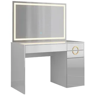 Vicco Schminktisch Adela Weiß Hochglanz, 115 x 76 cm LED-Spiegel Frisierkommode