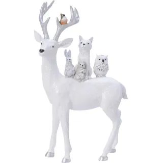 Kaemingk Hirsch Tiere auf Rücken 1,7 x 16,5 x 27 cm weiß
