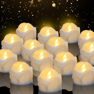 daphomeu LED Kerzen, 14 Set flackender LED Teelichter ideal für Halloween, Weihnachten, Herbst und Winter, Hochzeit - Durchmesser 3,6 cm x Höhe 3,2 cm
