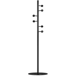 garderobenständer Mantel Rack Baum Eisen Kleiderbügel mit 6 Haken Boden stehende Mantel Racks Eingangshalle Schlafzimmer Kleidung Moderne Mantelständer Schlafzimmer Büro Flur (Color : Black)