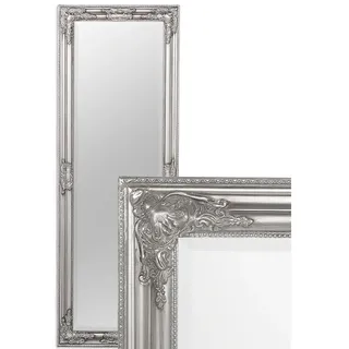 LebensWohnArt Wandspiegel Eleganter Barock Spiegel BESSA 140x50cm silber-antik Holzrahmen