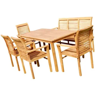 aleos Teak Set 7-tlg. Braun