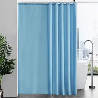 Duschvorhang Textil Hellblau 200x240cm mit 12 Haken Waschbar Anti-Schimmel