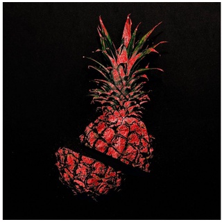 my home Acrylglasbild Ananas - Acrylbilder mit Blattgold veredelt, Ananas (1 St), Rote Farbvariante, Handgearbeitet, Gerahmt, Edel rot|schwarz 90 cm x 90 cm