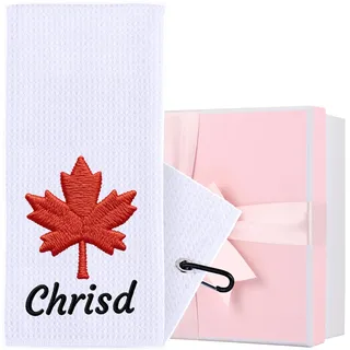 NGTSFLY Lustiges Golf Handtuch, Personalisierte Bestickte Golfhandtücher für Golftaschen mit Clip, Golfgeschenk für Männer Frauen, Leicht zu Reinigendes Golfzubehör, 40 x 60 cm (Weiß)