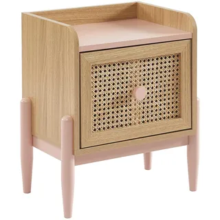BAÏTA Paolo Rosa und Cannato Rattan Nachttisch für Kinder, Pastellrosa