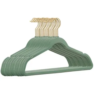 StickandShine Kleiderbügel Samt 25 Stück in verschiedenen Farben mit edlen Goldhaken im Set, (Spar-Set), Designbügel grün
