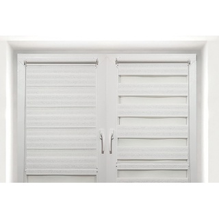 TROYAHOME® Doppelrollo Klemmfix Ohne Bohren Duo Rollo Fenster Rollo Easyfix (Silber Weiß, 120 x 150 cm (Stoffbreite 117 cm)